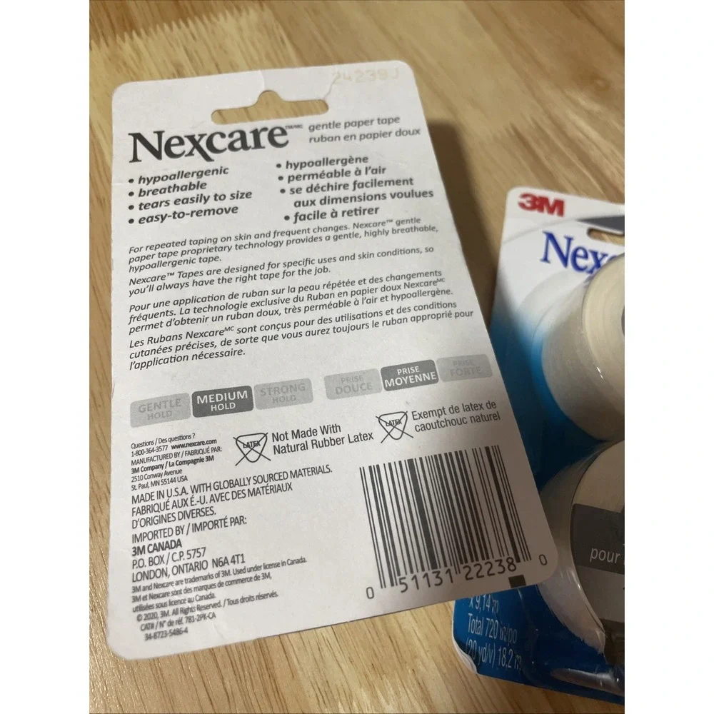 Nexcare Gentle Paper Tape 1 In x 10 Yds, 3 Rolls of Tape Easy On / Off - 3 Pack